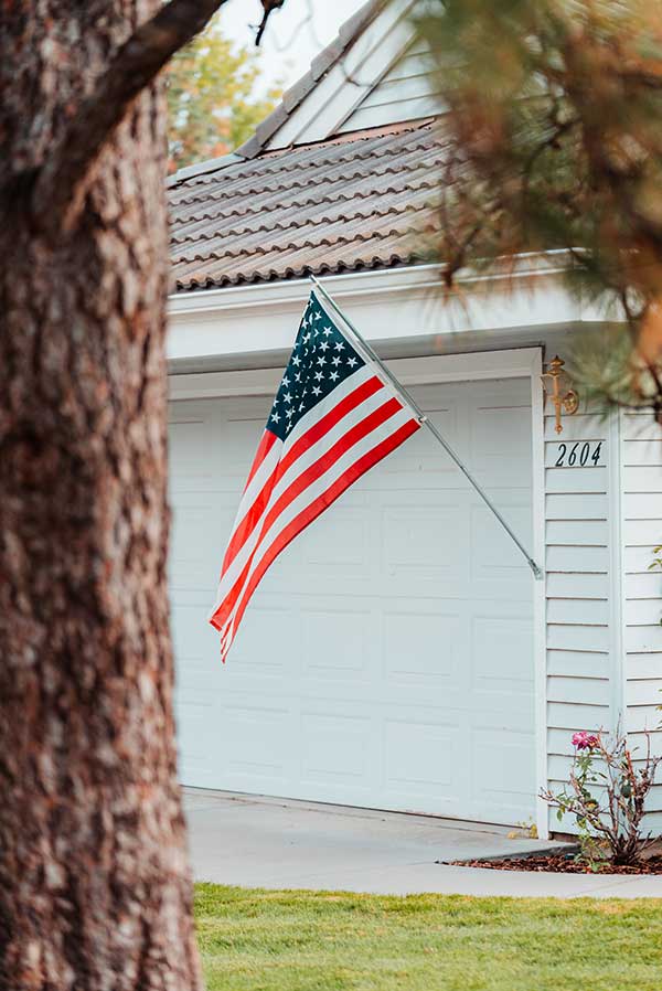 American flag outside of house