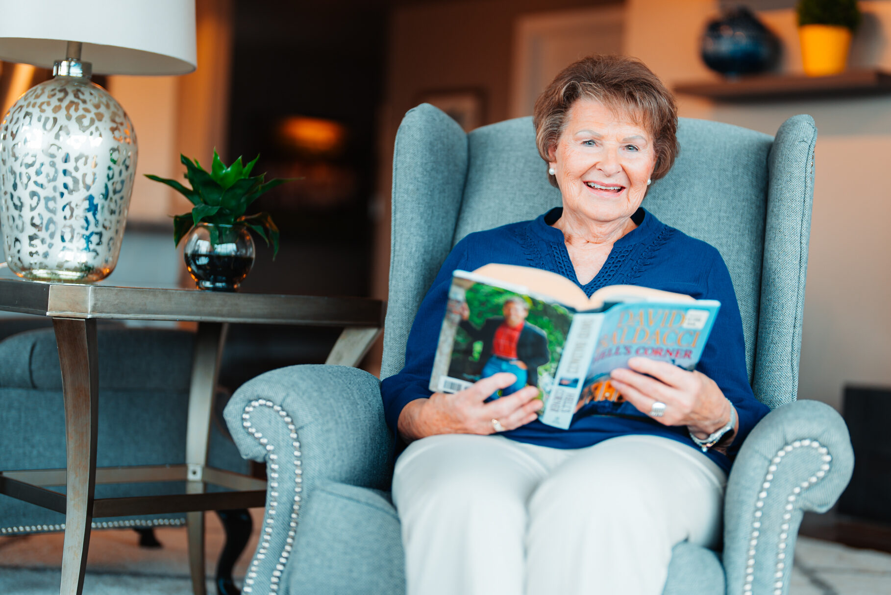 Woman relaxing with a book