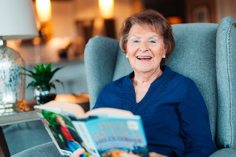 woman reading a book