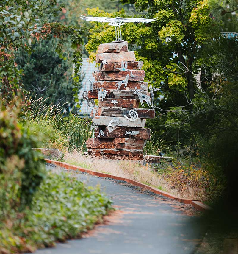 walking path and sculpture